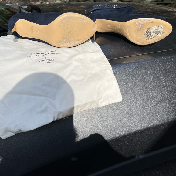 Kate Spade Navy Suede Glitter Cuff Bootie - Picture 5 of 6